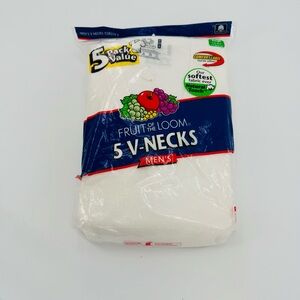 Vintage 2003 Fruit Of The Loom Mens White Cotton V-Neck T Shirt 5 Pack  Sz S New